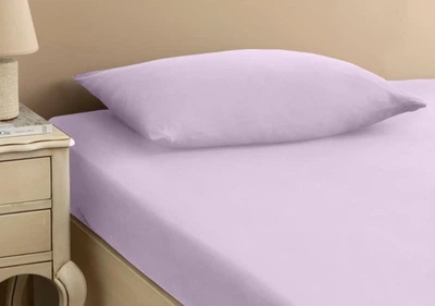 Простынь Tivolyo Home lila махровая на резинке 180x200 наволочки 2-50x70