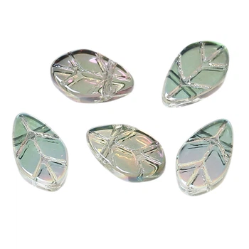 Бусина Finding Листок Зелёный Стекло 11 mm x 6 mm - 11 mm x 7 mm Отверстие 0.8 мм