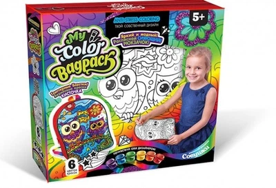 Комплект креативної творчості "My Color BagPack" Danko Toys CBP-01 рюкзак-розмальовка Сови
