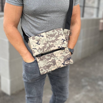Тактична сумка - планшет із кобурою через плече чоловіча барсетка піксель Tactica Tablet Pixel