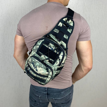 Чоловіча нагрудна тактична сумка піксель міні рюкзак слінг бананка Tactica XL