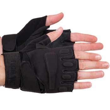 Захисні тактичні військові рукавички без пальців для полювання риболовлі BLACKHAWK чорні АН4380 розмір XL