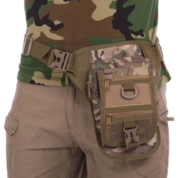 Маленькая тактическая нейлоновая сумка на пояс плечо военная охотничья для мелочей SILVER KNIGHT камуфляж АН176
