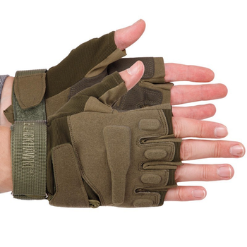 Защитные тактические военные перчатки без пальцев для охоты рыбалки BLACKHAWK оливковые АН4380 размер М