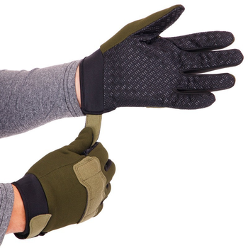 Защитные тактические военные перчатки без пальцев для охоты рыбалки PRO TACTICAL оливковые АН8791 размер L