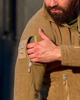 Военная тактическая флисовая кофта Бежевая с карманами и местом под шевроны теплая кофта S