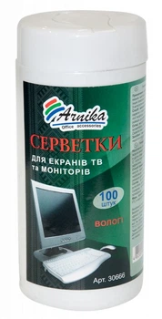 Салфетки влажные для экранов ТВ и мониторов Арника 100шт в банке (30666)