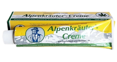 Альпійські трави крем-гель знеболюючий для суглобів і тіла охолоджуючий Apothekers-Cosmetic GmbH без парабенів з каннабідіолм Alpenkrauter-creme, 200 мл