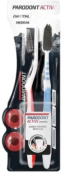 Зубна щітка Aroma Parodont Active Charcoal 2 в 1 Середньої жорсткості (3800013511718)