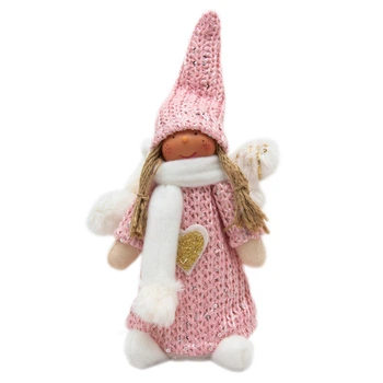 Мягкая новогодняя фигурка Ангел, 13*9*25 см, розовый, текстиль (460297)
