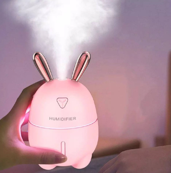 Унікальний зволожувач повітря нічник 2 в 1 Humidifier Happy Rabbit Рожевий кролик