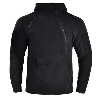 Тактична флісова кофта Han-Wild HW021 Black 3XL тепла чоловіча з капюшоном та кишенями на рукавах