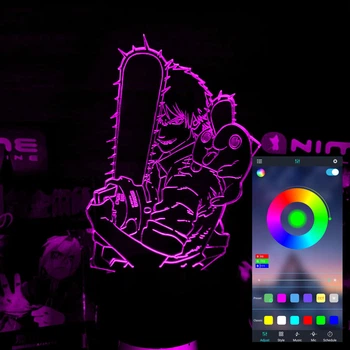 Акриловый светильник-ночник управление с телефона Chainsaw Man tty-n001877
