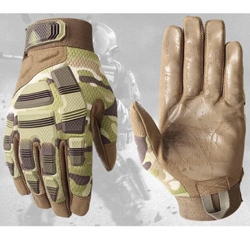 Перчатки тактические военные-армейские PROTECTOR с защитой костяшек кулака и прорезиненной ладонью, боевые M Multicam BMM39770