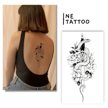 Временная тату Ne Tattoo "Змея с мечом" XQB-114