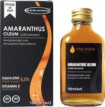 Олія амарантова Healthy Generation Viva Oleum холодного віджиму 100 мл (4820184310995)
