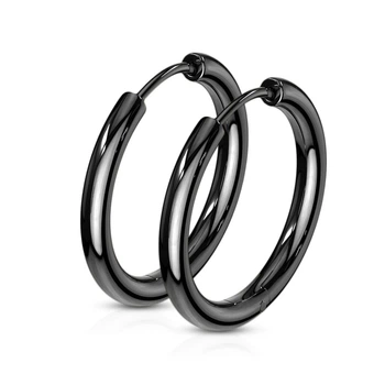 Серьги-кольца из стали Spikes черные (Диаметр: 14 мм)(SE3065K-14)