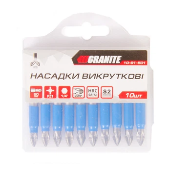 Насадка викруткова GRANITE PZ1 50 мм ¼" S2 набір 10 шт 10-91-501