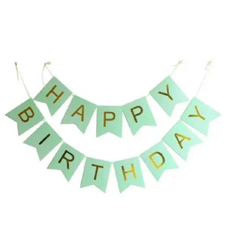 Паперова гірлянда принт Happy Birthday 2,3м м'ятний 6346
