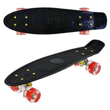 Пенни борд Best Board черный со светом колес для катания подростков и взрослых легкий скейтборд