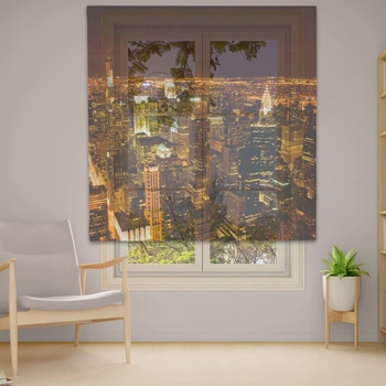 Римские шторы с цепочным карнизом DECOLIV Фотопечать 14-49 Тюль 40*170 см