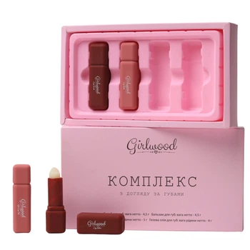 Комплекс з догляду за губами Girlwood (скраб, маска, бальзам, гелева олія)