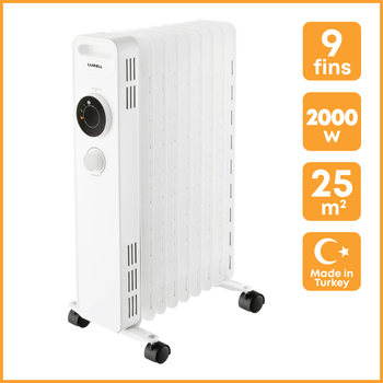 Масляный обогреватель Luxell LUX-1225s 2000W 9 секций, 25 м² белый