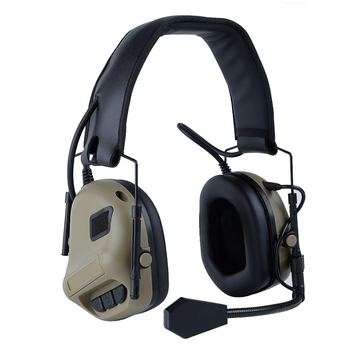 Наушники тактические Partizan Active Headset с активным шумоподавлением и поддержкой рации Койот