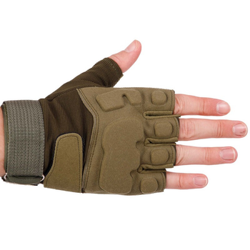 Тактические перчатки без пальцев военные армейские для рыбалки охоты с защитой TACTICAL Оливковые (BC-8811) L