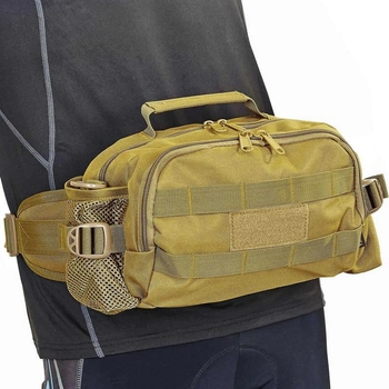 Маленька поясна тактична сумка бананка на пояс через плече військова SILVER KNIGHT Хакі (9100)