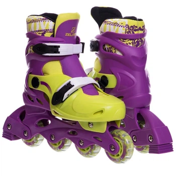 Роликовые коньки раздвижные Zelart 2920 размер 35-38 Purple-Yellow