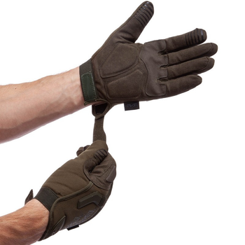 Тактические перчатки военные с закрытыми пальцами и накладками Механикс MECHANIX MPACT Оливковый (BC-5622) L