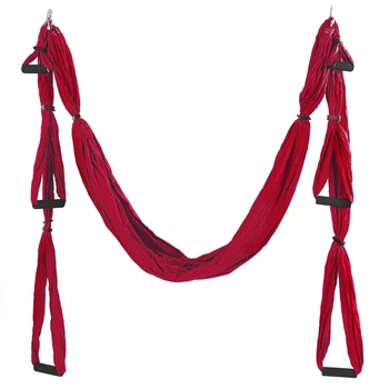 Гамак для воздушной йоги с ручками 250×145 см Antigravity Yoga Zelart бордовый FI-5323