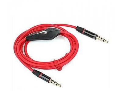 Кабель AUX з мікрофоном Audio DC3.5 тато-тато 1.0 м, CCA Stereo Jack, (круглий) Red cable, Box