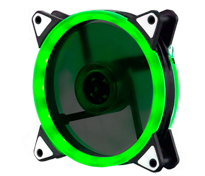 Кулер корпусной 12025 DC sleeve fan 3pin + 4pin - 120*120*25мм, 12V, 1100об - мин, Green, двухсторонний