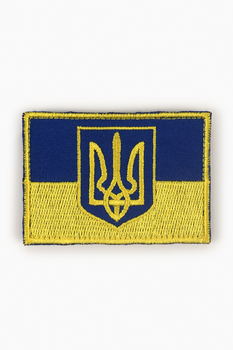 Шеврон Флаг с гербом желто-голубой. 7 х 5 см (2000989091486)