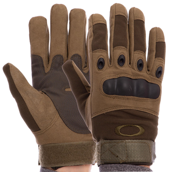 Перчатки тактические с закрытыми пальцами и усиленным протектором OAKLEY размер M оливковые BC-4623