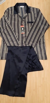 Чоловіча пішов шовковий домашній комплект JENNI Collection XXXL Білий + синій + золотистий