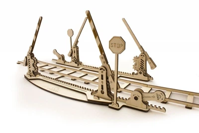 Механический 3D пазл UGEARS Рельсы с ж/д переездом (70014)