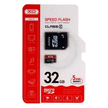 Карта Памяти XO MicroSDHC 32gb 10 Class & Adapter современная Чёрно-Красный