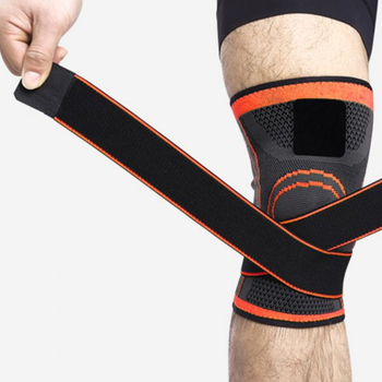 Наколенник спортивный бандаж коленного сустава 2 ШТУКИ Sibote Knee Support WN-26O компрессионный фиксатор на колено Серый с оранжевым