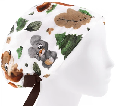Медицинская шапочка женская HeadwearUniverse универсальная принт Белочка зайчик