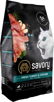 Сухий корм для кошенят Savory зі свіжим м'ясом індички та курки 400 г