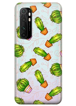 Прозрачный силиконовый чехол iSwag для Xiaomi Mi Note 10 Lite с рисунком Арт кактусы (KS3549)