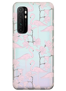 Прозрачный силиконовый чехол iSwag для Xiaomi Mi Note 10 Lite с рисунком Розовые фламинго (KS3539)