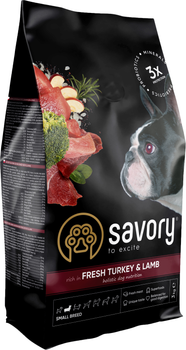 Сухой корм для собак малых пород Savory со свежим мясом индейки и ягнятиной
