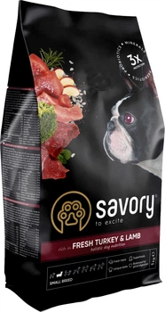 Сухой корм для собак малых пород Savory со свежим мясом индейки и ягнятиной 1 кг