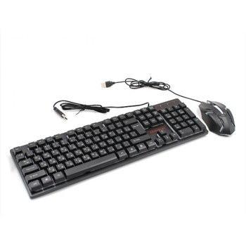 Проводная клавиатура с мышкой WOW HK-6300TZ Комплект с RGB подсветкой для ПК Черный