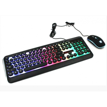 Комплект проводная клавиатура и мышь WOW HK3970 Игровая с LED подсветкой Чёрная