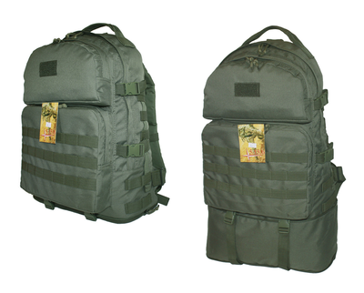Тактичний рюкзак трансформер на 40-60 літрів темна олива з поясним ременем